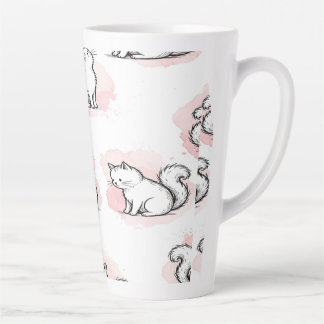 Süße weiße Katzen rosa Wasserfarben-Muster Kawaii- Milchtasse