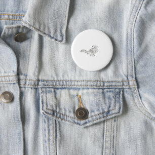 Süße weiße Katzenpopo-Rückansicht handgezeichnete Button