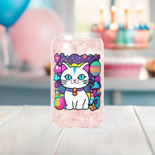 Süße weiße kosmische Raum Kitty Katze Dosenglas