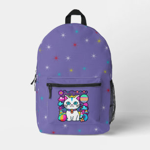Süße weiße kosmische Weltraum-Kitty-Katze Bedruckter Rucksack