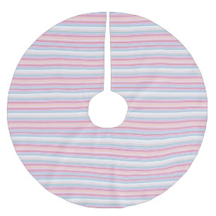 Süße weiße rosa Streifen  Polyester Weihnachtsbaumdecke