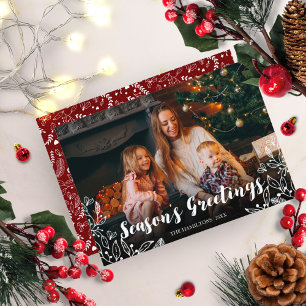 Süße weiße Skript-Winterlaub-Foto-Weihnachten Einladung
