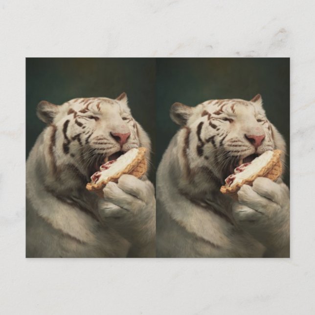 Süße Weiße-Tiger-Postkarte – Whimsical Art Postkarte (Vorderseite)