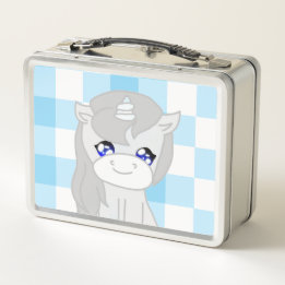 Süße weiße und blaue Einhorn-Lunchbox Metall Brotdose