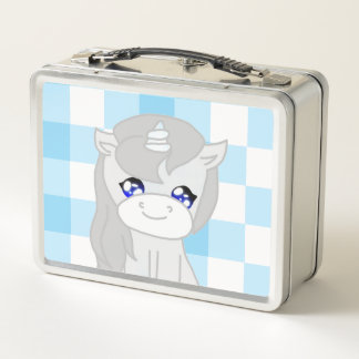 Süße weiße und blaue Einhorn-Lunchbox Metall Brotdose