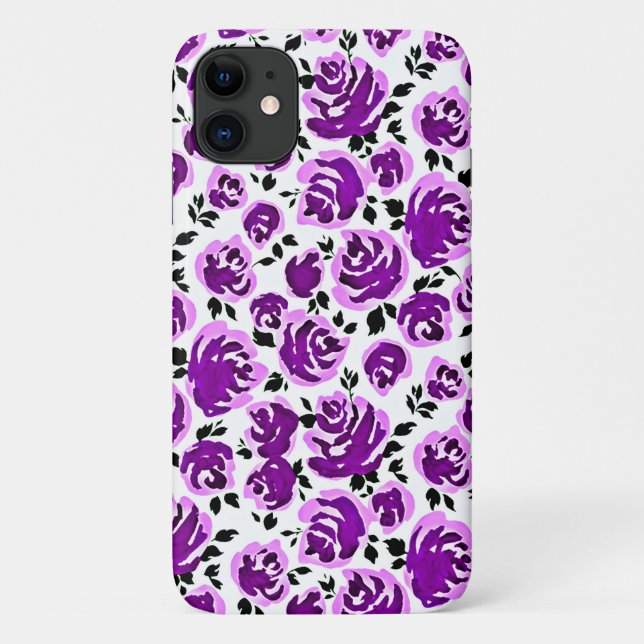 Süße weiße Veilchen-Rosen-Muster Case-Mate iPhone Hülle (Rückseite)