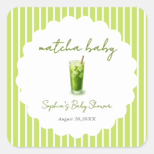 Süße wellige Matcha-Baby-Grün-Baby-Shower-Geschenk Quadratischer Aufkleber