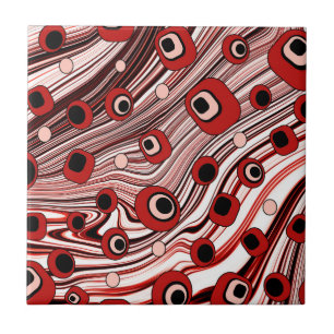 Süße wellige Retro-Groovy-Kunst mit Schwarz und Ro Fliese