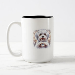 Süße Welpen-Herz-Tasse Zweifarbige Tasse