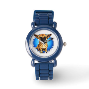 Süße Welpen-Hund-Uhr für Kinder in Blau Armbanduhr