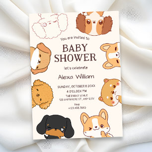 Süße Welpen Hunde Baby Shower Einladung