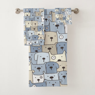 Süße Welpen Tierillustration Badhandtuch Set