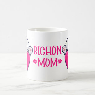 Süße Welpenliebe Hundemama Rosa Herz Bichon Frise Kaffeetasse