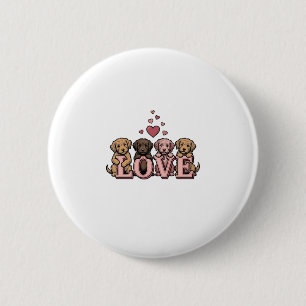 Süße Welpenliebe Valentinstag Vintage Gravur Desig Button