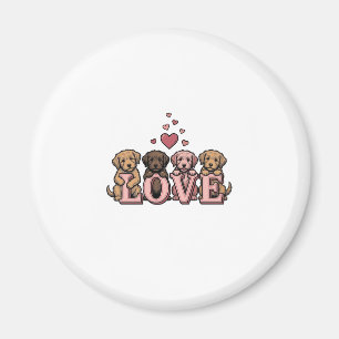 Süße Welpenliebe Valentinstag Vintage Gravur Desig Magnet