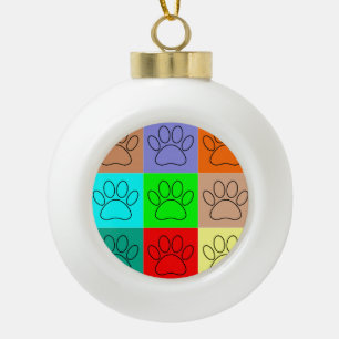 Süße Welpenpfoten in Quadraten Keramik Kugel-Ornament