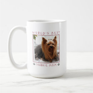 Süße Welt beste Yorkie-Mutter Rosa graue Pfoten Fo Kaffeetasse