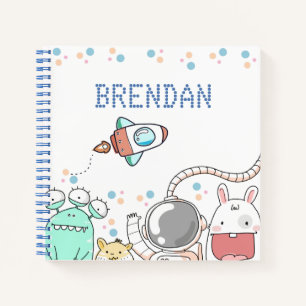 Süße Weltraumfiguren Personalisierte Kinder Notizbuch