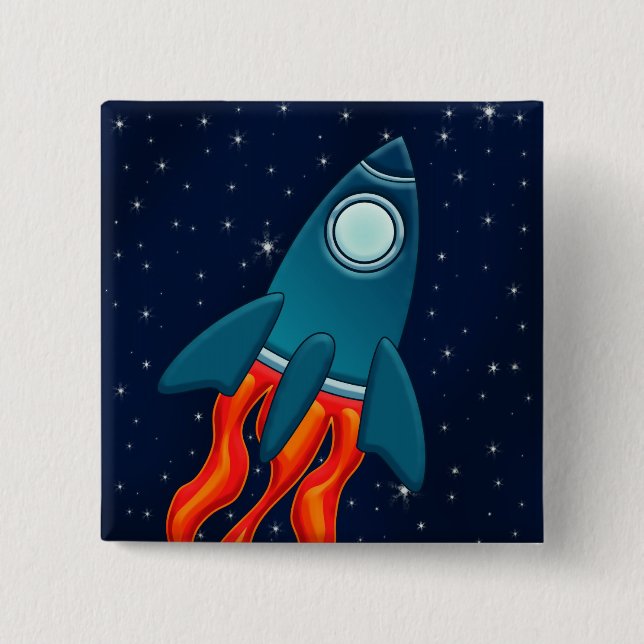 Süße Weltraumrakete und Weltraumdesign Button (Vorderseite)