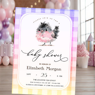 Süße whimsical Hühner-Kariert-Baby-Party  Einladung
