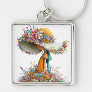 SÜSSE WHIMSICAL SOMMERLICHES MÄDCHEN MIT KLEINEN B SCHLÜSSELANHÄNGER