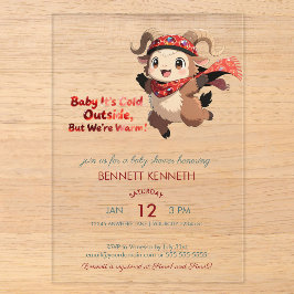 Süße Widder-Winter-Baby-Party-Einladung Acryleinladungen