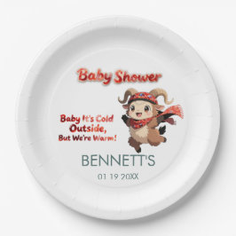 Süße Widder-Winter-Baby-Party-Papierplatte Pappteller
