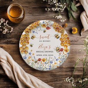 Süße wie Honigbiene Wildblumen Elegante Hochzeitsd Pappteller