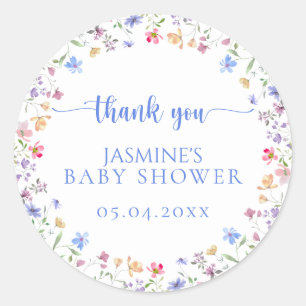 Süße Wildblumen-Baby-Shower-Dankeschön-Geschenke Runder Aufkleber