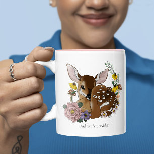 Süße Wildblumen Rehbaby Blaue Waldtiere Zweifarbige Tasse