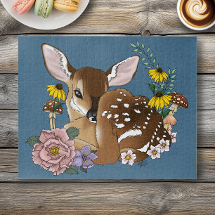Süße Wildblumen Rehblau Baby Reh Waldland
