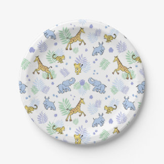 Süße wilde Safari-Tiere Baby Shower Weiß Pappteller