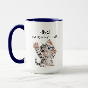 Süße winkende getigerte Kätzchen-Katze-Tasse Per Tasse