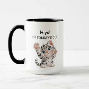 Süße winkende getigerte Kätzchen-Katze-Tasse Per Tasse