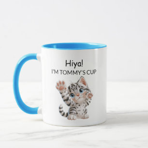 Süße winkende getigerte Kätzchen-Katze-Tasse Per Tasse
