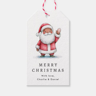 Süße winkende Santa-Illustration Frohe Weihnachten Geschenkanhänger