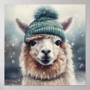 Süße Winter-Alpaka, individuell Poster