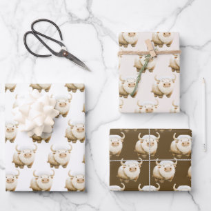 Süße Winter-Arktis-Kuh Geschenkpapier Set