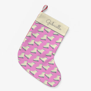 Süße Winter-Eislauf-Schuh-Muster Rosa Personalisie Kleiner Weihnachtsstrumpf