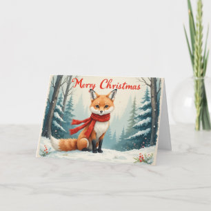 Süße Winter-Fuchs-Weihnachts-Schneewald-Szene Karte