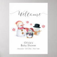 Süße Winter-Pinguin-Schneemann-Baby-Shower-Willkom