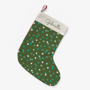 Süße Winter Polka Punkte Grün Personalisiert Kleiner Weihnachtsstrumpf