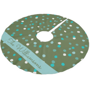 Süße Winter Polka Punkte Grün Personalisiert Polyester Weihnachtsbaumdecke