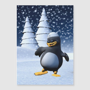 Süße Winter-Seemann-Pinguin-Schnee-Feiertag-Kunst Magnetkarte