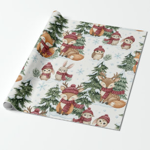 Süße Winter-Waldtiere Weihnachtsmuster Geschenkpapier
