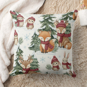 Süße Winter-Waldtiere Weihnachtsmuster Kissen