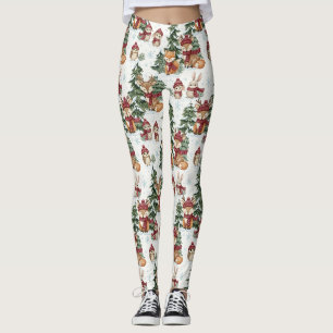 Süße Winter-Waldtiere Weihnachtsmuster Leggings