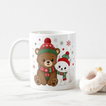 Süße Winterbär- und Fuchs-Kaffeetasse