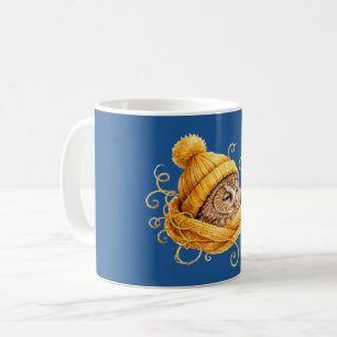 Süße Wintereule Gelbe Strickmütze Kaffeetasse