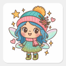 Süße Winterfee Kawaii Pastell Fantasy Kunst